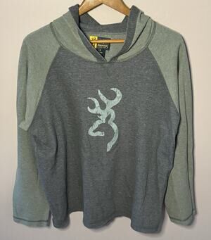 Browning Green and Grey Reversibile Hooded Light Sweatshirt Size L
